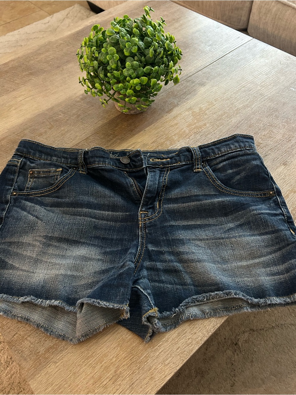 Mossimo Supply Co. Dark Blue Distressed Denim Shorts